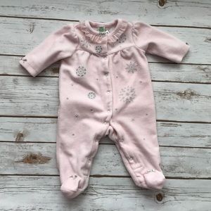 LITTLE ME Pink velour snowflake Sleeper